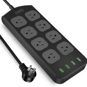 Power Strip Surge Protector 8 AC Outlets 4 USB Ports 6 Feet Long Extension Cord